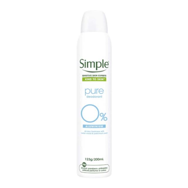 Simple Pure Deodorant Spray Aluminium Free 200Ml