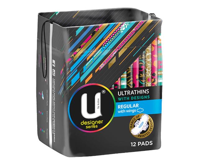 U By Kotex Ultrathins With Designs Regular Wing Pads 12 Pack