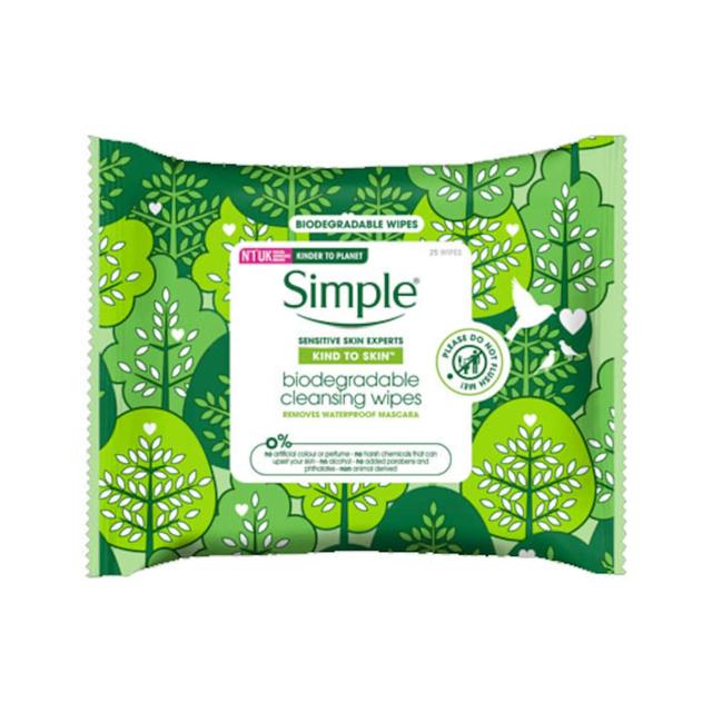 Simple Kind To Skin Biodegradable Cleansing Wipes 25 Pack