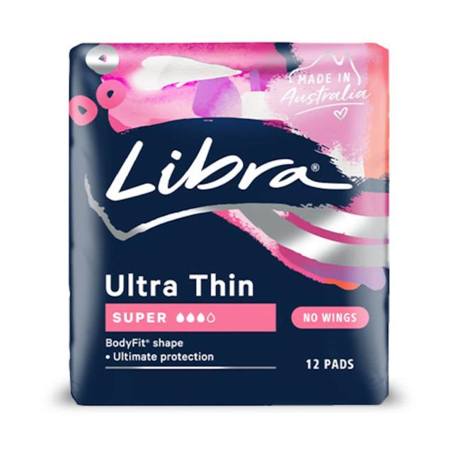 Libra Ultra Thin Super Pads No Wings 12 Pack