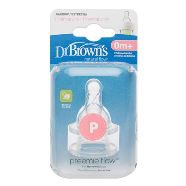 Dr Brown's Narrow Neck Preemie Teats 2 Pack