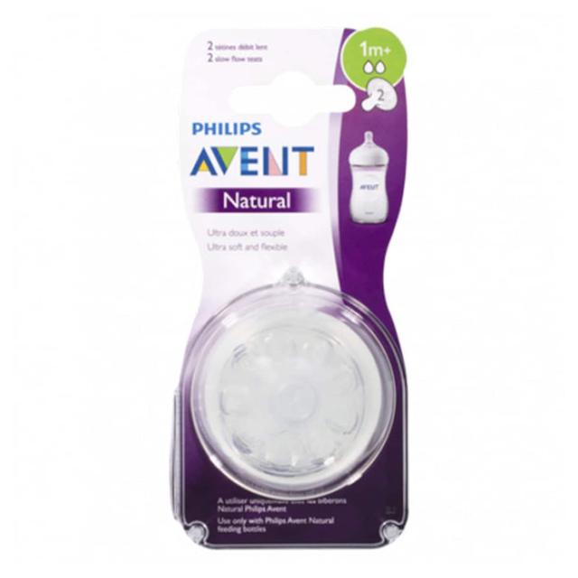 Avent Natural Slow Flow Teat 1 Month+ 2 Pack