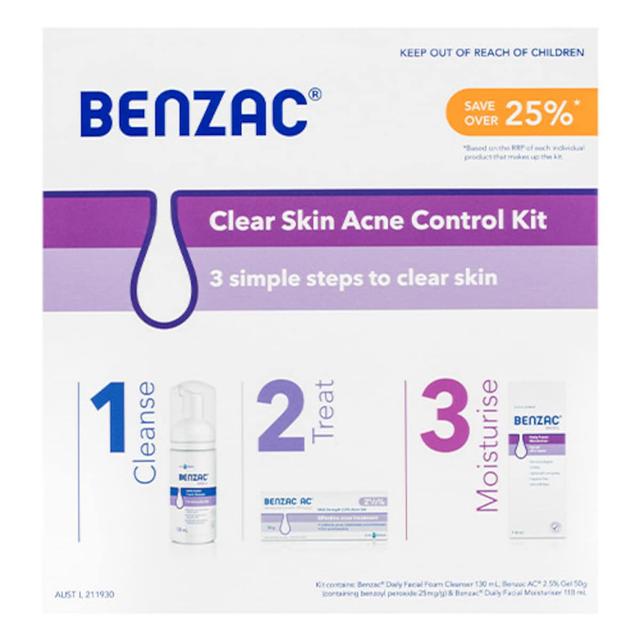 Benzac 3 Step Clear Skin Acne Control Kit