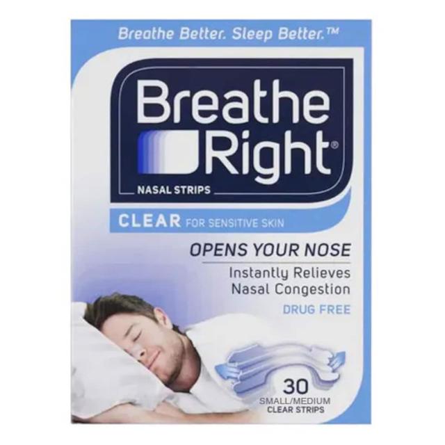 Breathe Right Nasal Strips Clear S/M 30 Pack