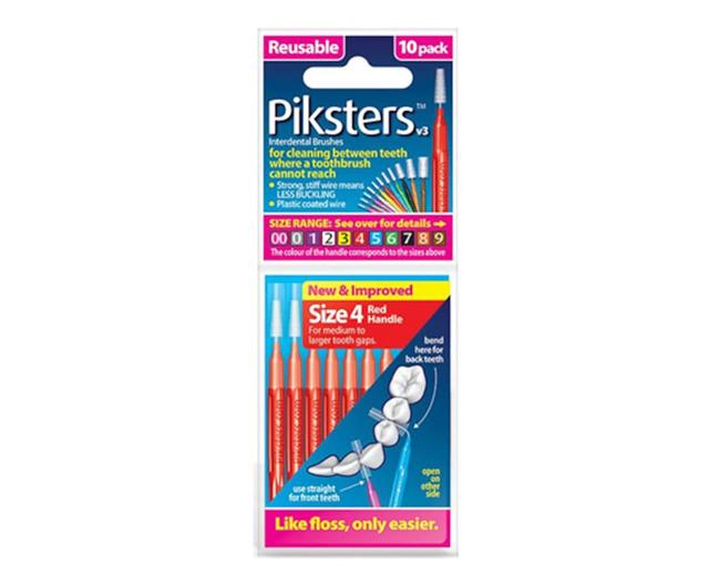 Piksters Interdental Brushes Size 4 Red 10 Pack