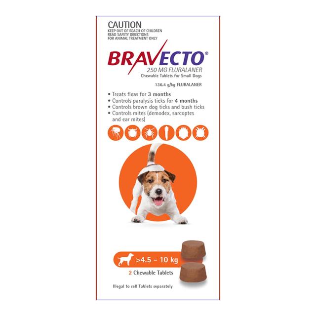 Bravecto For Small Dogs 4.5Kg - 10Kg 2 Chewable Tablets