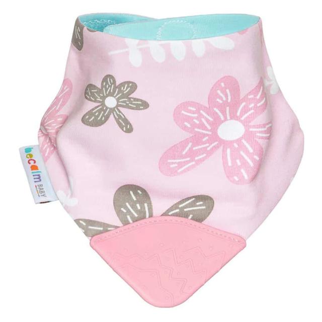 Becalm Baby Dribble And Chew Teething Bib Flower