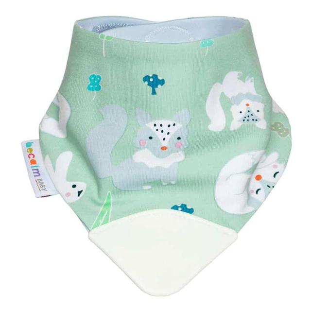 Becalm Baby Dribble And Chew Teething Bib White Fox