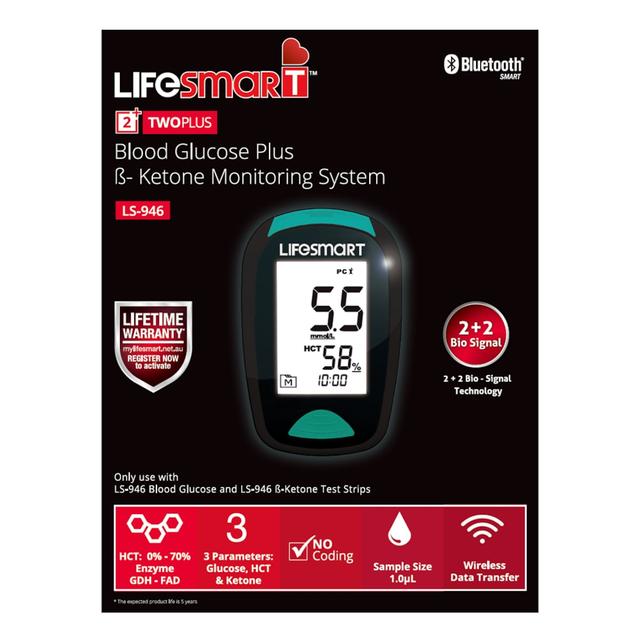 Lifesmart Twoplus Blood Glucose + B-Ketone Meter Bluetooth