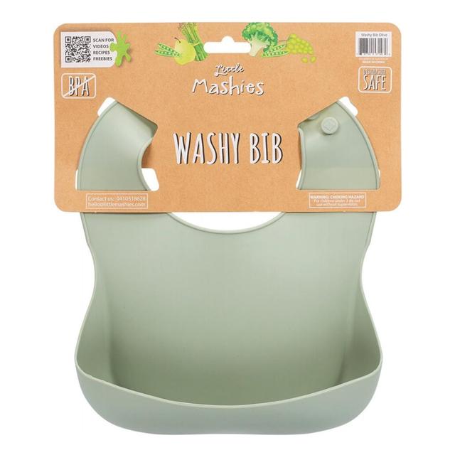 Little Mashies Silicone Washy Bib Olive