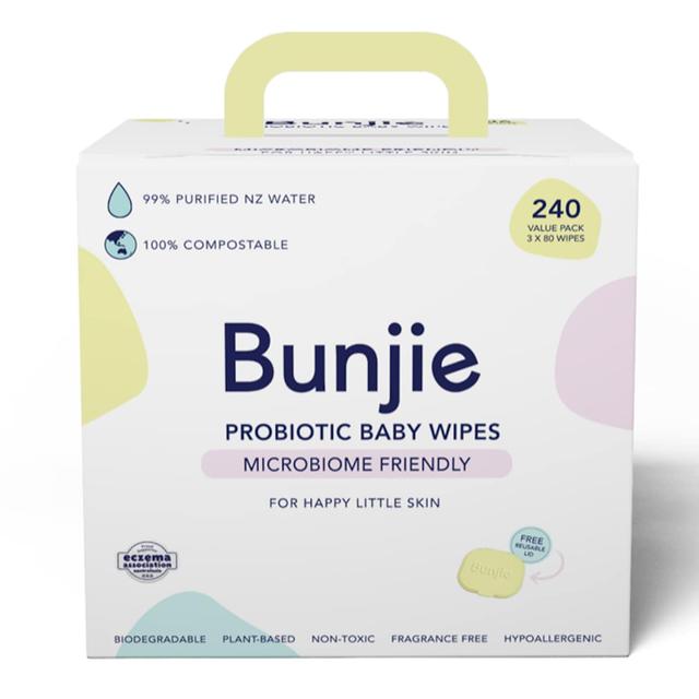 Bunjie Probiotic Baby Wipes 3 X 80 Wipes