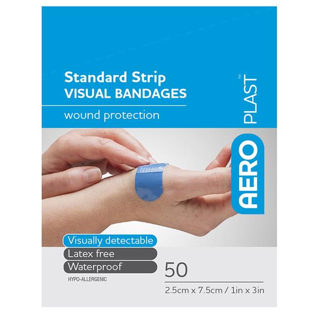 Aeroplast Standard Strip Visual Bandages 2.5Cm X 7.5Cm 50 Strips