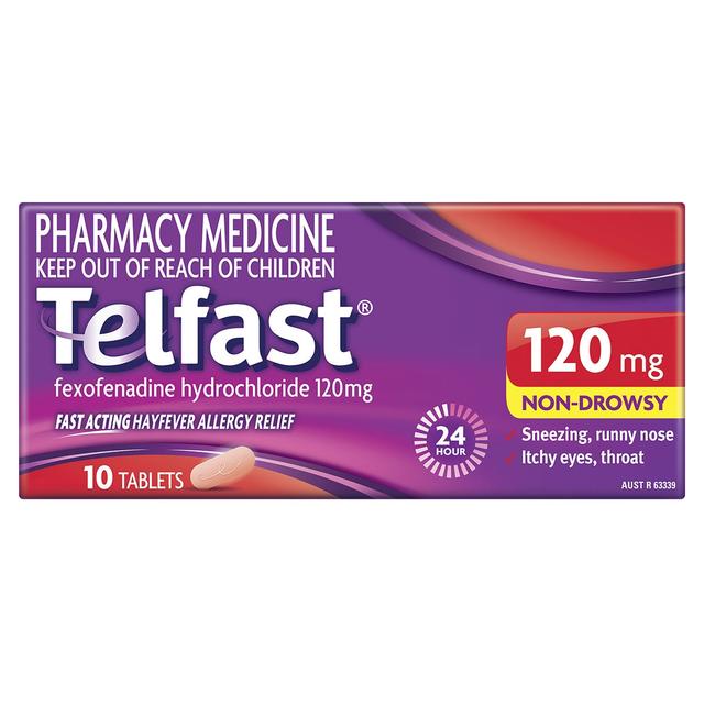 Telfast Fast Acting Hayfever Allergy Relief 120mg 10 Tablets