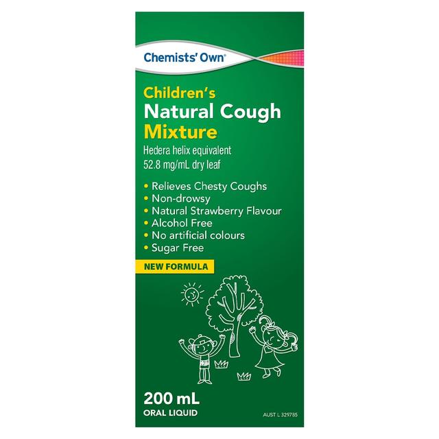 Chemists Own Natural Cough Liquid Strawberry 200Ml