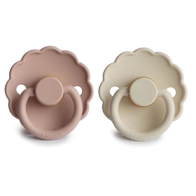 Frigg 6-18 Months Daisy Pacifier Blush/Cream 2 Pack