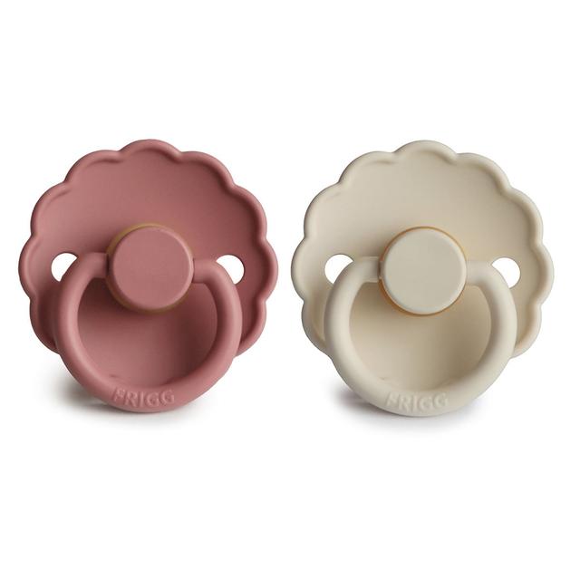 Frigg 6-18 Months Daisy Pacifier Cream/Powder Blush 2 Pack