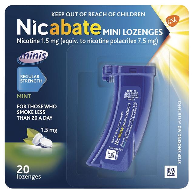 Nicabate Minis Lozenges 1.5Mg Mint Quit Smoking 20 Lozenges