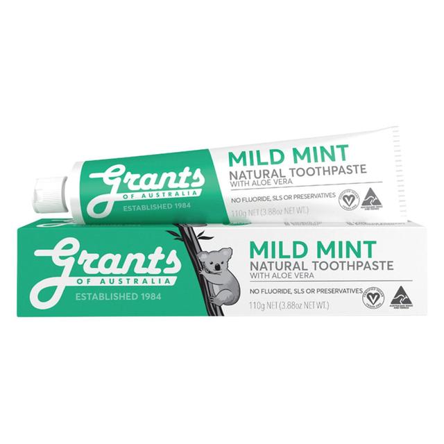 Grants Natural Toothpaste Mild Mint Fluoride Free 110G