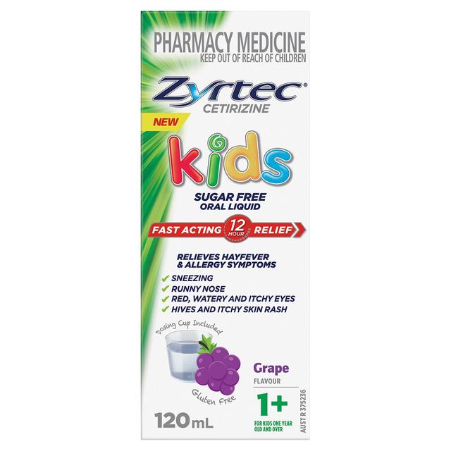 Zyrtec Kids Fast Acting Allergy & Hayfever Relief Grape Flavour Oral Liquid 120ml