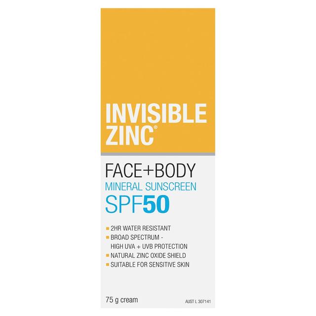 Invisible Zinc Sunscreen Face & Body Spf50+ 75G