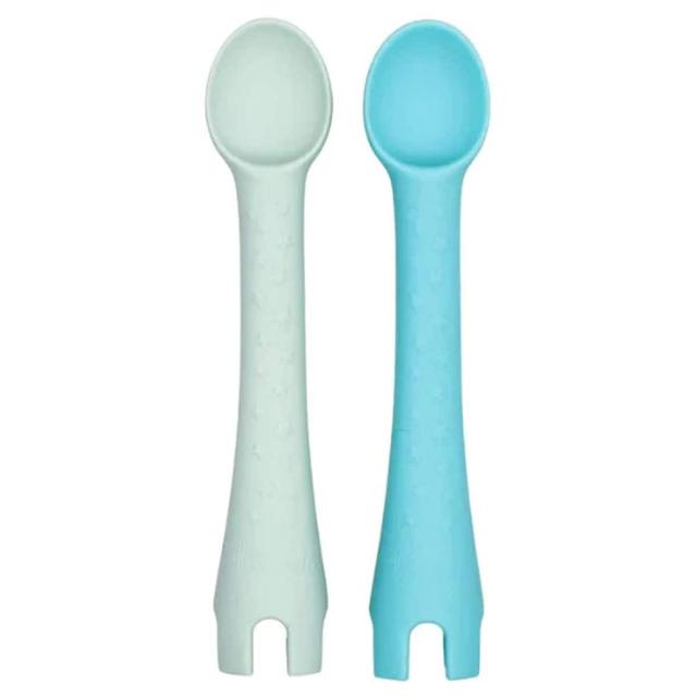 Little Woods Silicone Baby Utensils Sage/Duck Egg Blue 2 Pack