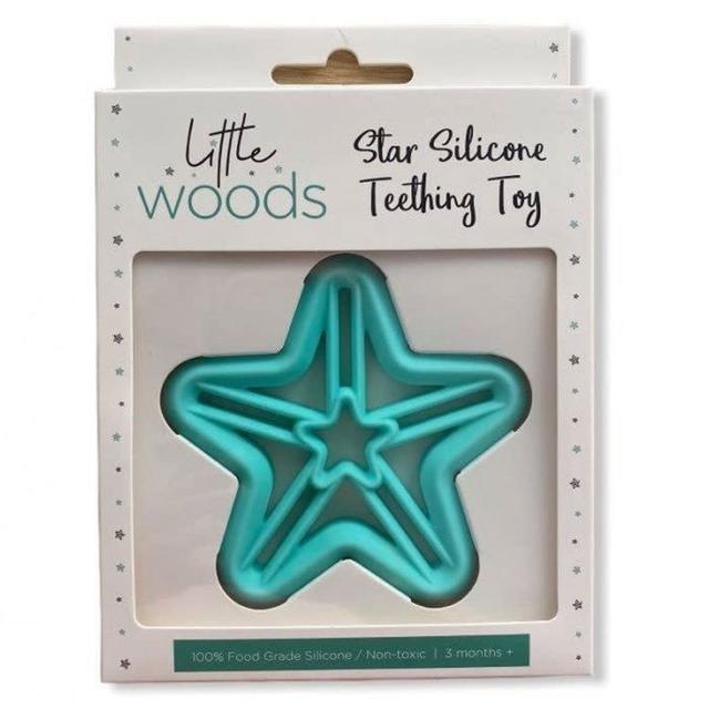 Little Woods Shooting Star Silicone Baby Teether Duck Egg Blue