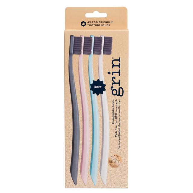 Grin Biodegradable Toothbrush 4 Pack