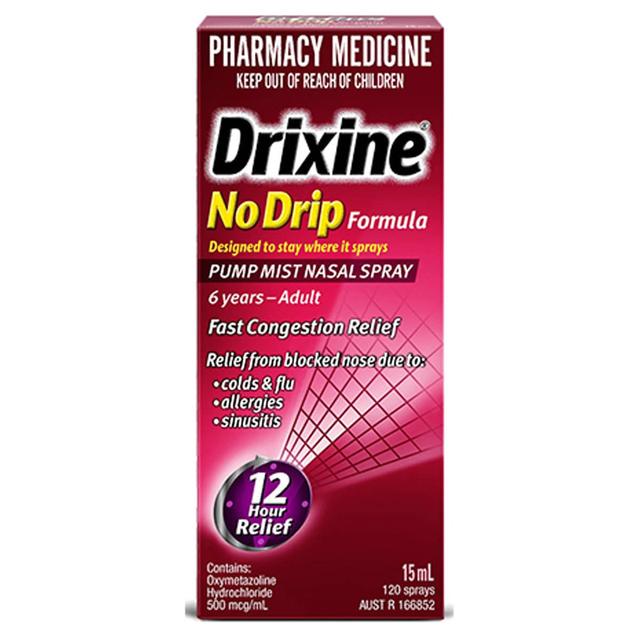 Drixine No Drip Nasal Spray Original 12 Hour Relief 15ml