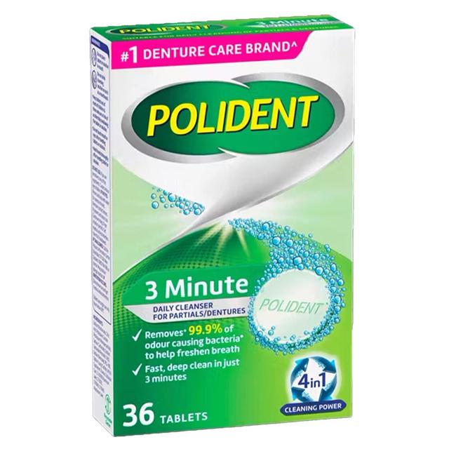 Polident 3 Minute Daily Cleanser For Dentures 36 Tablets